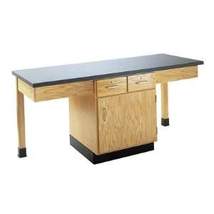   Table With Storage Cabinet Top Plastic Laminate