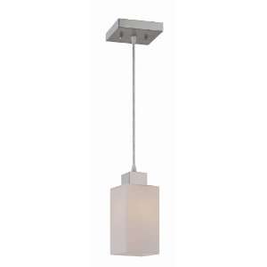   /FRO Kubus Pendant Lamp, Polished Steel with Frosted Glass Shade