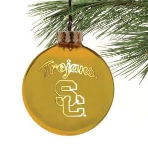    USC Trojans Gold Etched Laser Light Ornament