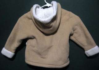 Old Navy Fleece Sherpa Toddler Girls 4T Coat Faux Shearling Tan Hood 