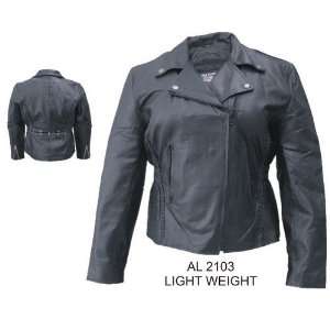  Ladies Leather Motorcycle jacket with Vertical braid front 