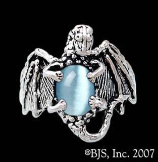 Silver Dragon Ring with Genuine Gemstone, Dragon Jewelry, Your Size 