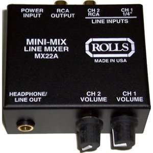  Rolls MX22S Mini Mix   2 Channel Line Mixer   mixes 1/8 line 