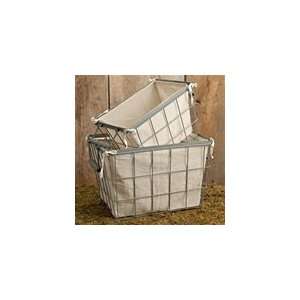  Set/2 Wire Baskets w/ Linen Liners