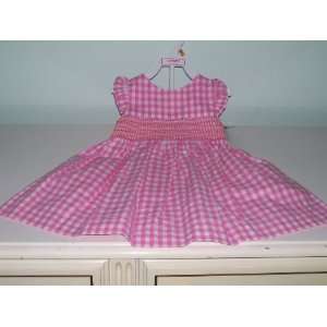 Carters 2 piece Girls Pink/White Gingham Print Cotton Dress Set   3 