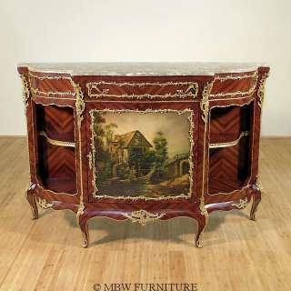   NEOCLASSICAL Sideboard BUFFET Server w/ Marble & Painted Artwork