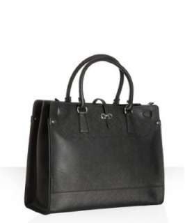 Ferragamo black crosshatched calfskin tote  