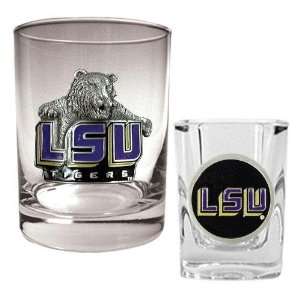  LSU Tigers NCAA Rocks Glass And Shot Glass Set Sports 