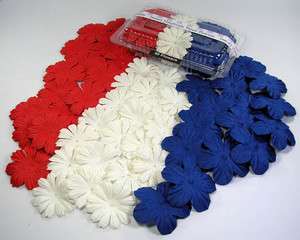Lot of Mulberry paper FLOWERS   50   RED WHITE BLUE  