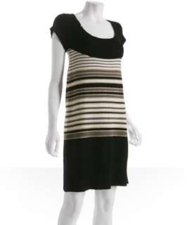 Vivienne Tam black stripe wool sweater dress  
