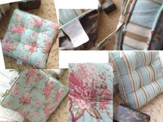 Shabby and vintage Blue w/Pink Floral Soft Chair Pad w/Filling  