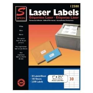 Selco Industries, Inc. Laser Mailing Labels, 1x2 5/8, 3000, Bright 
