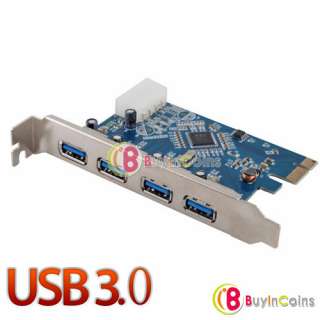 New 4 Port USB 3.0 PCI E PCI Express Controller Card Adapter 5Gbps for 