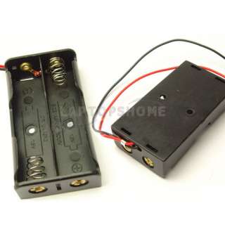 10 pcs New 2 AA 2A Battery 3V Clip Holder Box Case with 8 Leads Black 