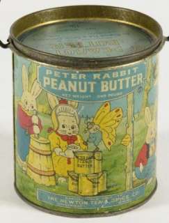 Antique Tin Peanut Butter Pail Peter Rabbit Peanut Butter Newton Tea 