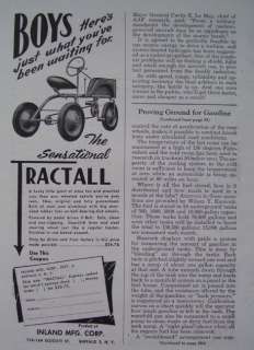 1947 Boys TRACTALL Pedal TRACTOR AD Inland BUFFALO NY  