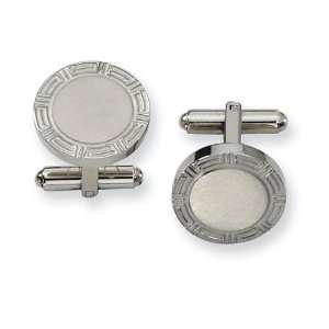   Mens Patterned Round Brush Stainless Steal Cufflinks Jewelry