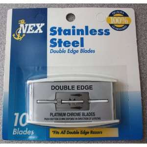 NEX Stainless Steel Platinum Chrome Double edge Razor Blades. 10 pack