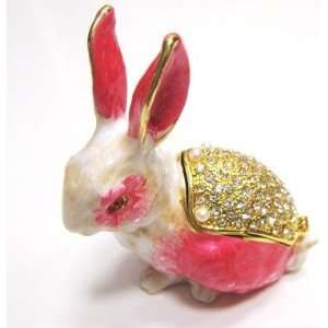   Rabbit Handmade Jeweled Enameled Metal Trinket Box