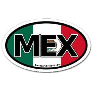  Mexico MEX and Mexican Flag Car Bumper Sticker Decal Oval 
