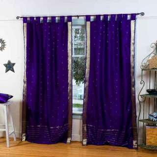Indo Purple Tab Top Sari Sheer Curtain (43 in. x 84 in.  