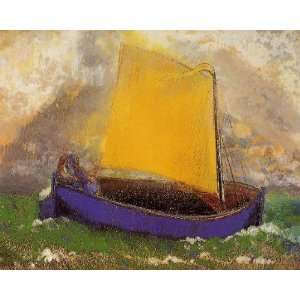   , painting name Mysterious Boat 3, by Redon Odilon