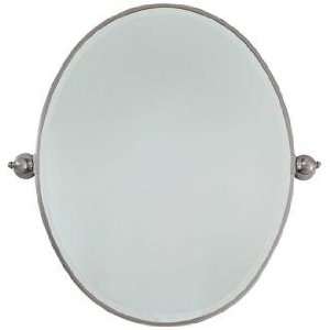  Brushed Nickel Plated Steel 25 Wide Oval Wall Mirror 