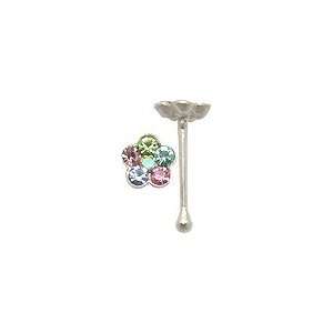    Light Gem Flower Ball End Nose Pin Piercing Jewelry Jewelry