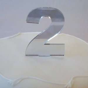  Acrylic Mirror Cake Topper Number Contemporary 10cm (4inch) Number 