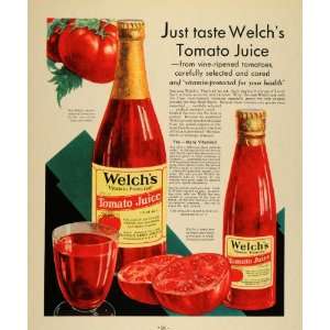   Ad Welchs Vitamin Protected Tomato Juice Bottle   Original Print Ad