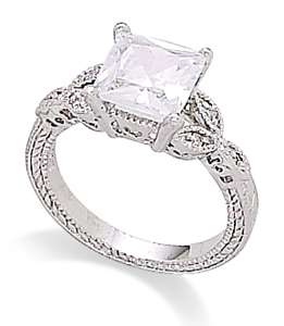 Sterling Silver Square CZ Pave Leaf Ring Size 5 10  