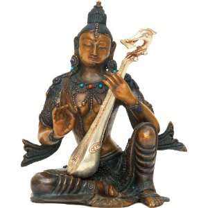  Goddess Saraswati   Copper Sculpture