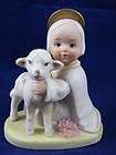 Angel & Lamb Nativity Figurine Religious Cherub & Sheep