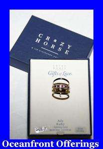 Liz Claiborne Crazy Horse Ruby Crystal Gold Ring 3pcs  