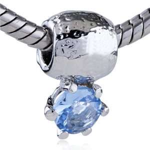  Pugster Pandora Style Charm Beads March Birthstone Dangle 