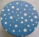   on Blue Vinyl Non Slip Tablecloth w Elastic Edging, Round up to 36