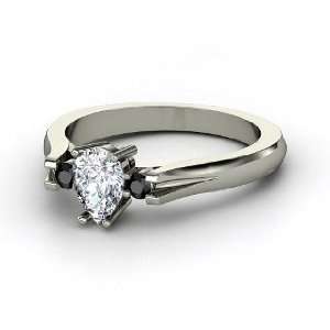    Alyssa Ring, Pear Diamond Platinum Ring with Black Diamond Jewelry