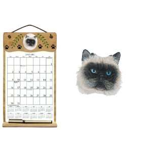  Wooden Refillable Cat Wall Calendar Holder with attached Pencil 