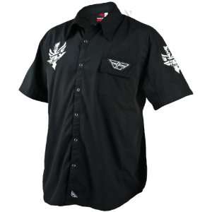  Fly Racing Pit Mens Polo Casual Shirt   Black / X Large 