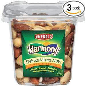 Emerald Harmony Deluxe Mixed Nuts, 14 Ounce Tubs (Pack of 3)  