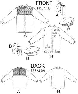   Unlined Fleece Jackets, Hats & Mittens   M4666 Sewing Pattern  