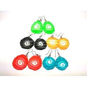  5Pairs Mix Color Fimo Polymer Clay Spiral Earrings 
