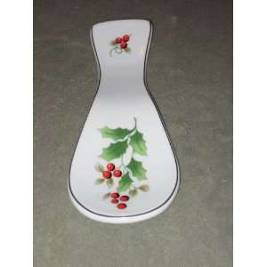   Holiday Christmas Poinsettia Porcelain Spoon Rest