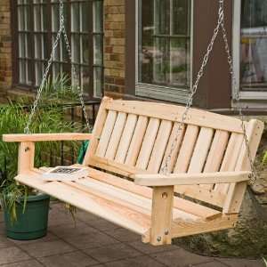   Porch Swing with Optional Hardware and Cushion Package, Medium Wood