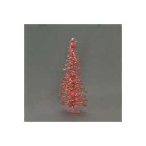 28 Whimsical Pre Lit Artificial Pink Tinsel Christmas Tree   Green 