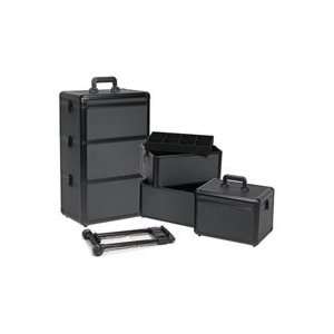  Professional 3 in 1 Tier Rolling Makeup Case All Black 15 