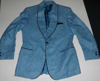 Vintage 60s Blue Readgate Brocade Wool Smokers Jacket  