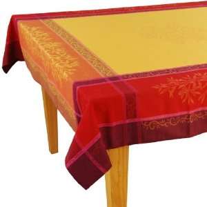   Yellow Jacquard Cotton Tablecloth 63 x 78 Rectangle