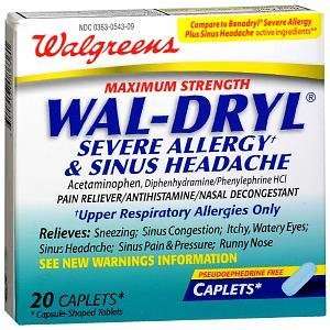   Wal Dryl Severe Allergy & Sinus Headache Caplets 