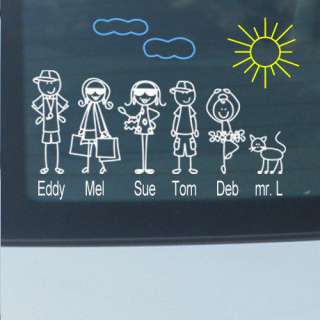 FAMILY PERSONALIZED STICK CAR WINDOW VINYL DECAL STICKERS.
